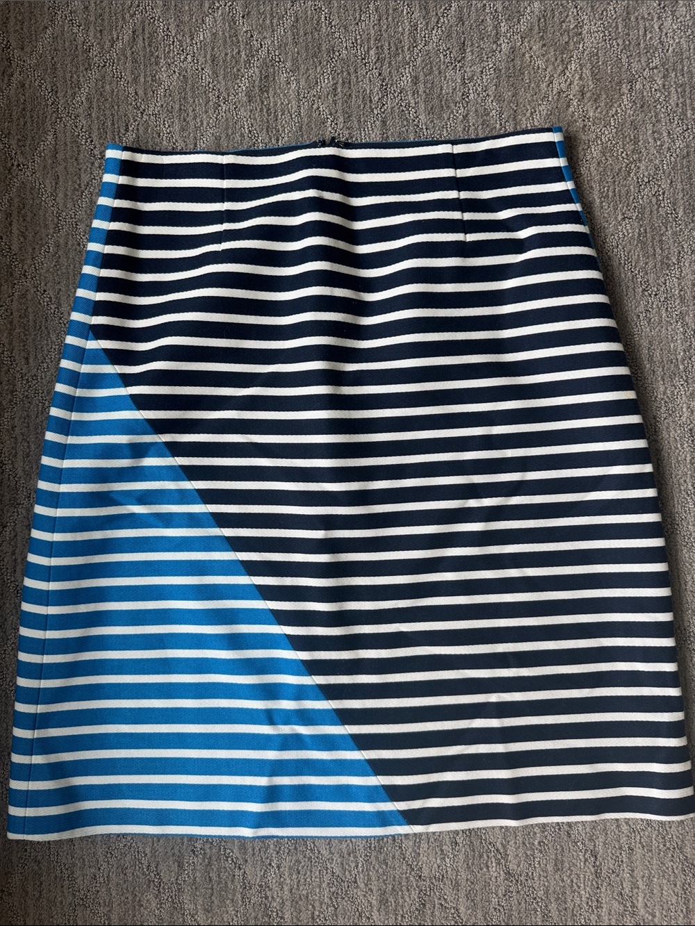 J. Crew Navy, White & Bright Blue Striped Pencil Skirt